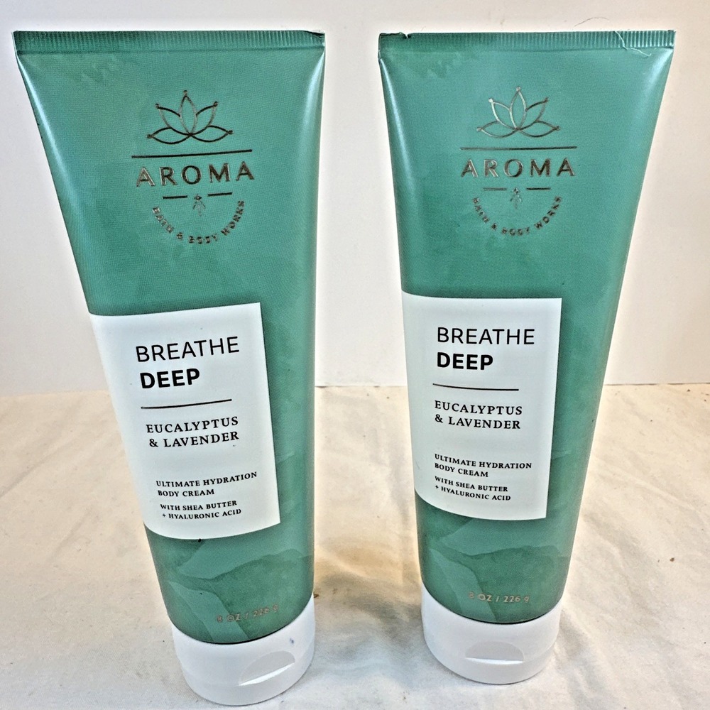 Pair of New Bath & Body Works Aroma  Breathe Deep Body Cream 8 oz. Each